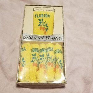 FLORIDA ORANGES ARISTOCRAT COASTERS - YELLOW - NIB